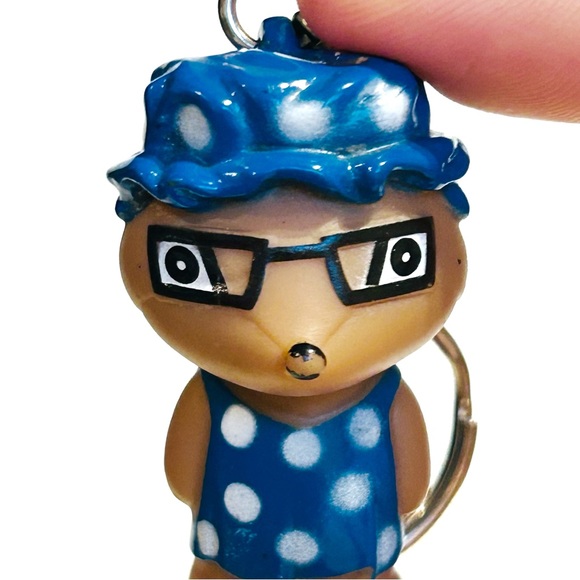 Vintage 1980s Star Awards Keychains Fox Wolf Grandma Blue Polka Dot Rainbow Toy - Picture 11 of 15